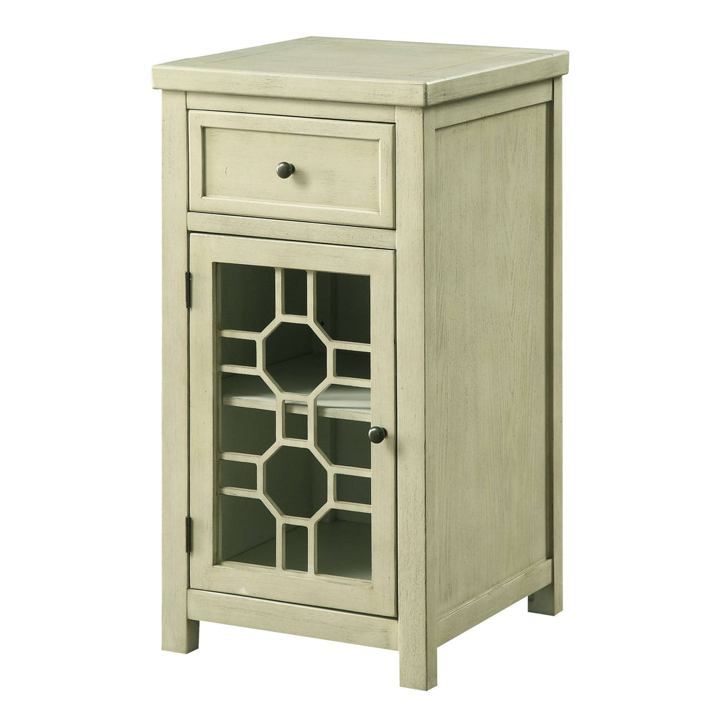 Antique Teal Solid Wood 1-Drawer Side Table D375