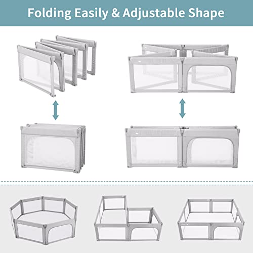 Baby Playpen Foldable 79x59 Light Grey H365474