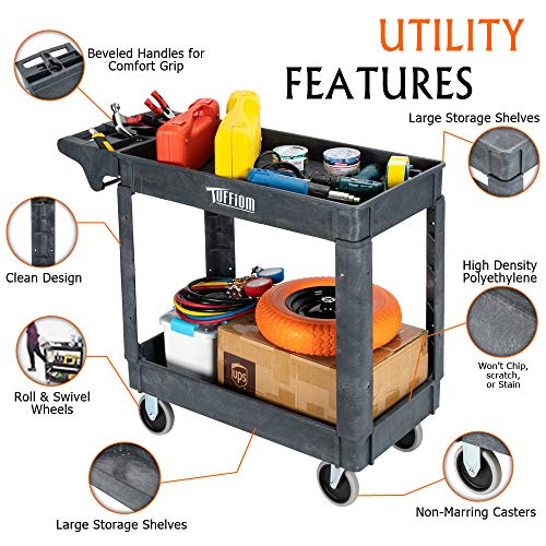 Plastic 3-Tier Utility Cart with Wheels, 550lbs Capacity K7105