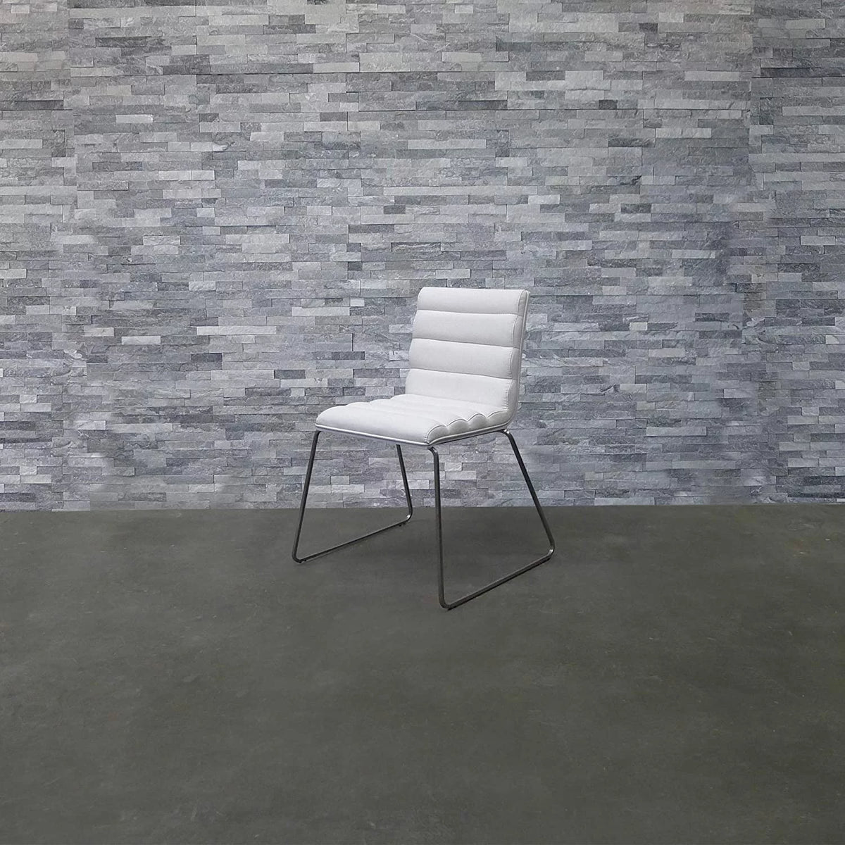 White Polyurethane Fabric Dining Chair with Stainless Steel Frame Y7515