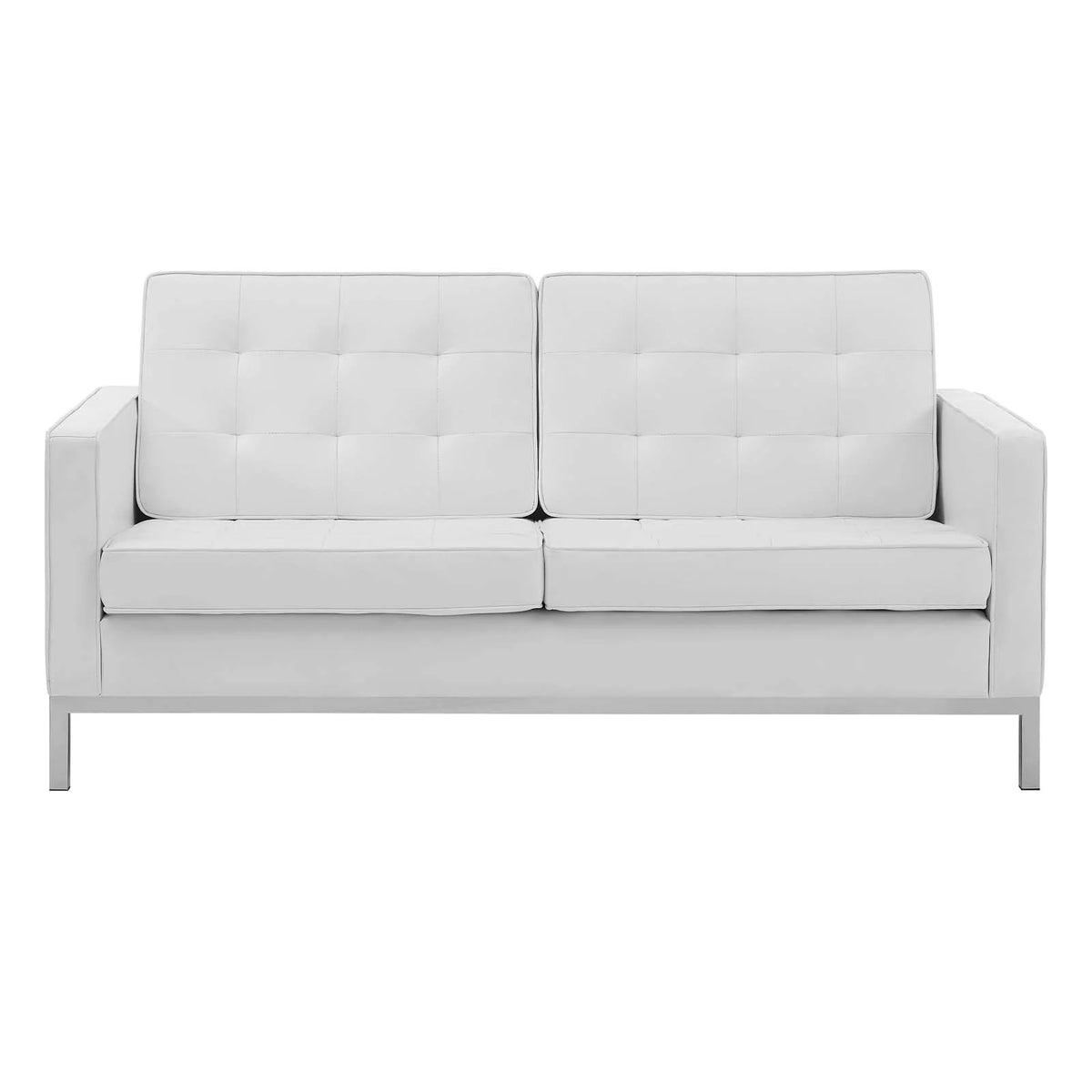 White Faux Vinyl Leather Loveseat Sofa W1820