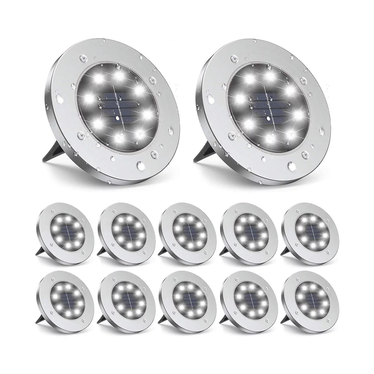 12 Pack 8 LED Solar Ground Lights Waterproof Y864