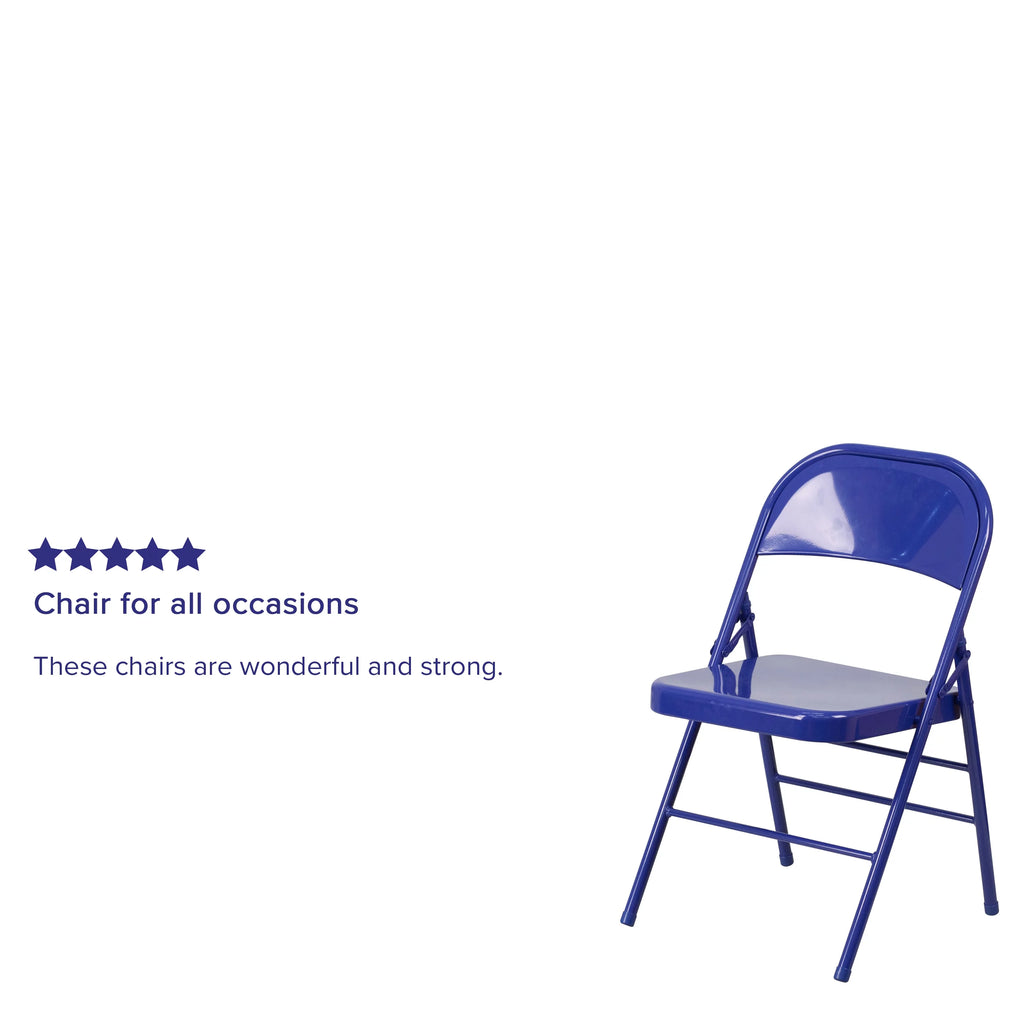 Cobalt Blue Metal Folding Chair V744375