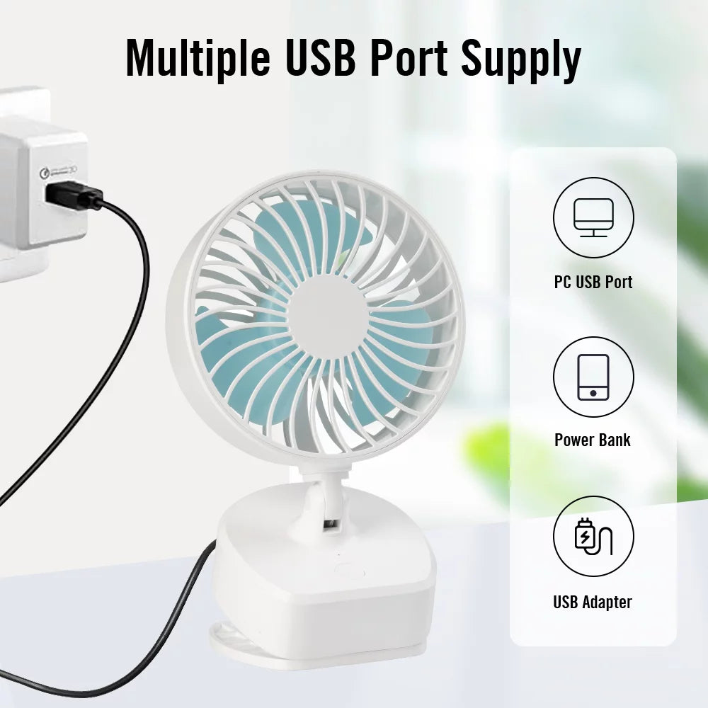 4 Inch Battery Operated Clip on Desk Fan White E4908