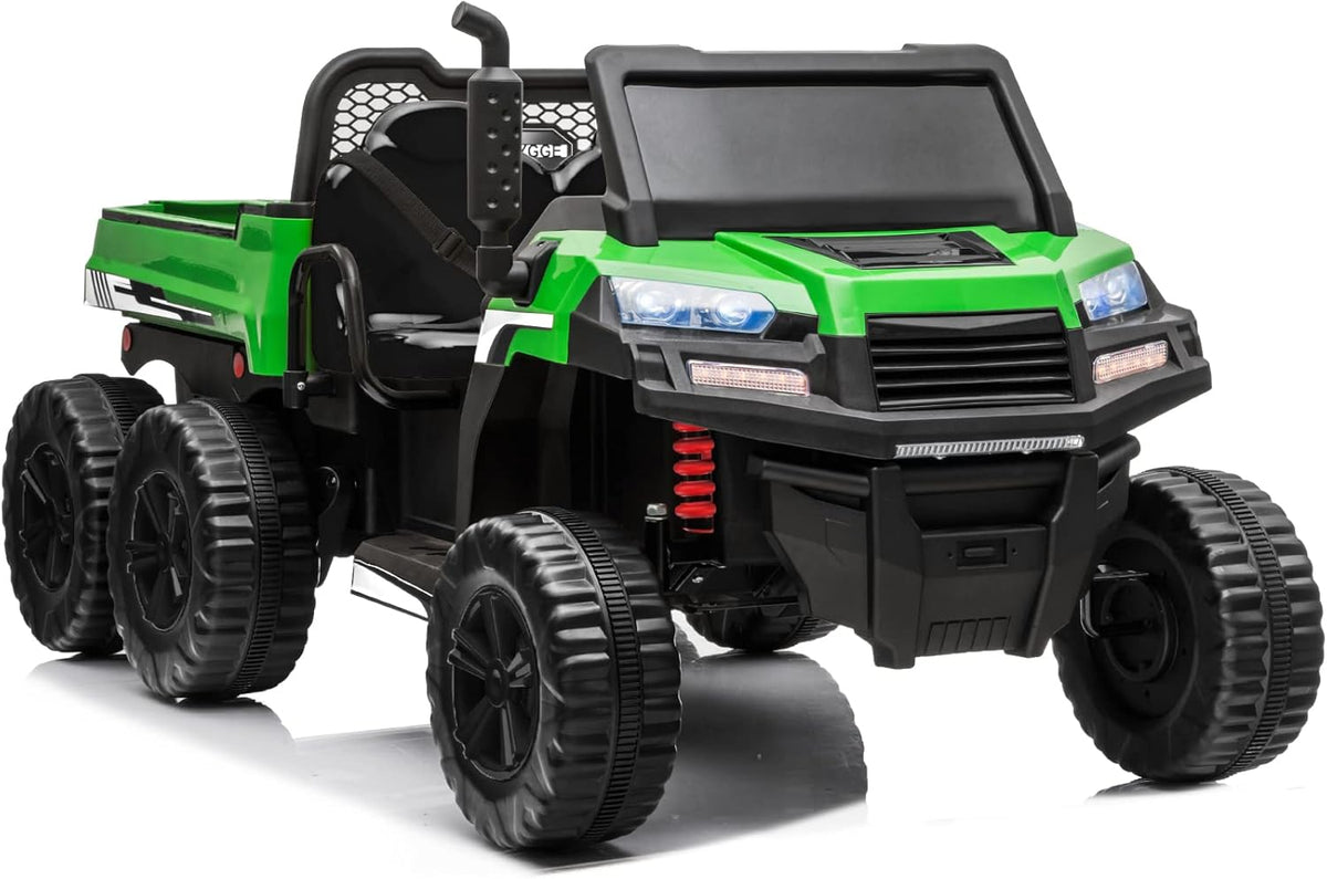 12V 2 Seater Kids Ride On Car with Remote Control 4WD Ride On Truck with Working Dump Bed Battery Powered 6 Wheels Ride On Toys Car, Bluetooth, Music Play, Green H344