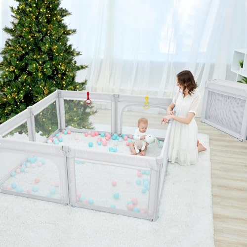 Baby Playpen Foldable 79x59 Light Grey H365474