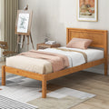 Twin Platform Bed Frame with Headboard and Wood Slat Support S362476