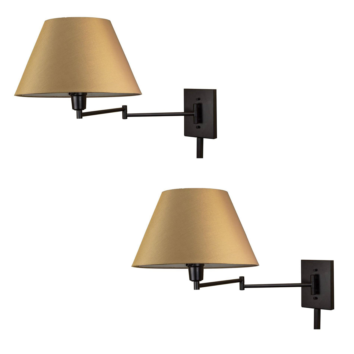 13x22 Swing Arm Wall Lamp, Black Finish, 2-Pack P7573