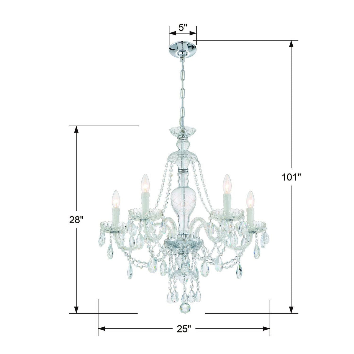 Chrome 5 Light Chandelier H994