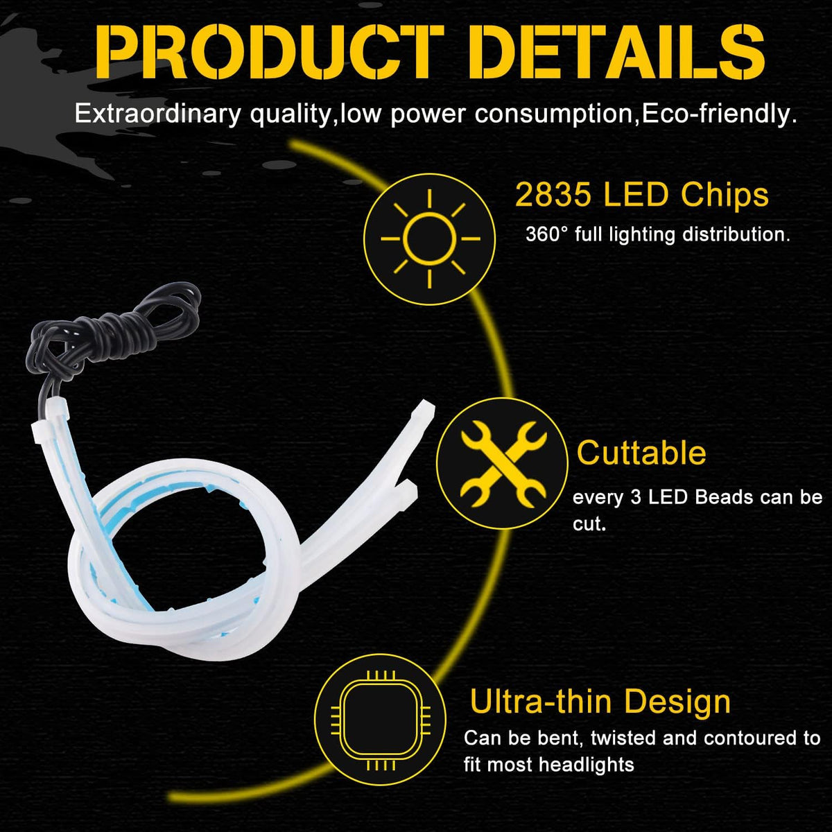 RGB Multi Color 60CM/24 Inch Waterproof LED Strip Lights 2Packs F332