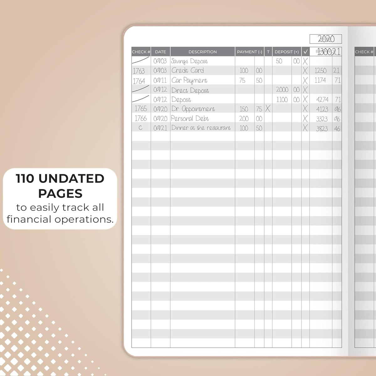 A5 Hardcover Check Register Book T8942