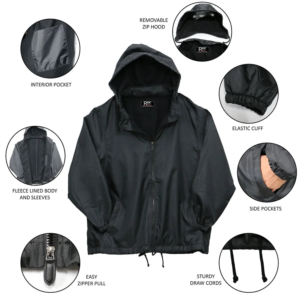 Nylon Hooded Zip Jacket Fleece Lining U437