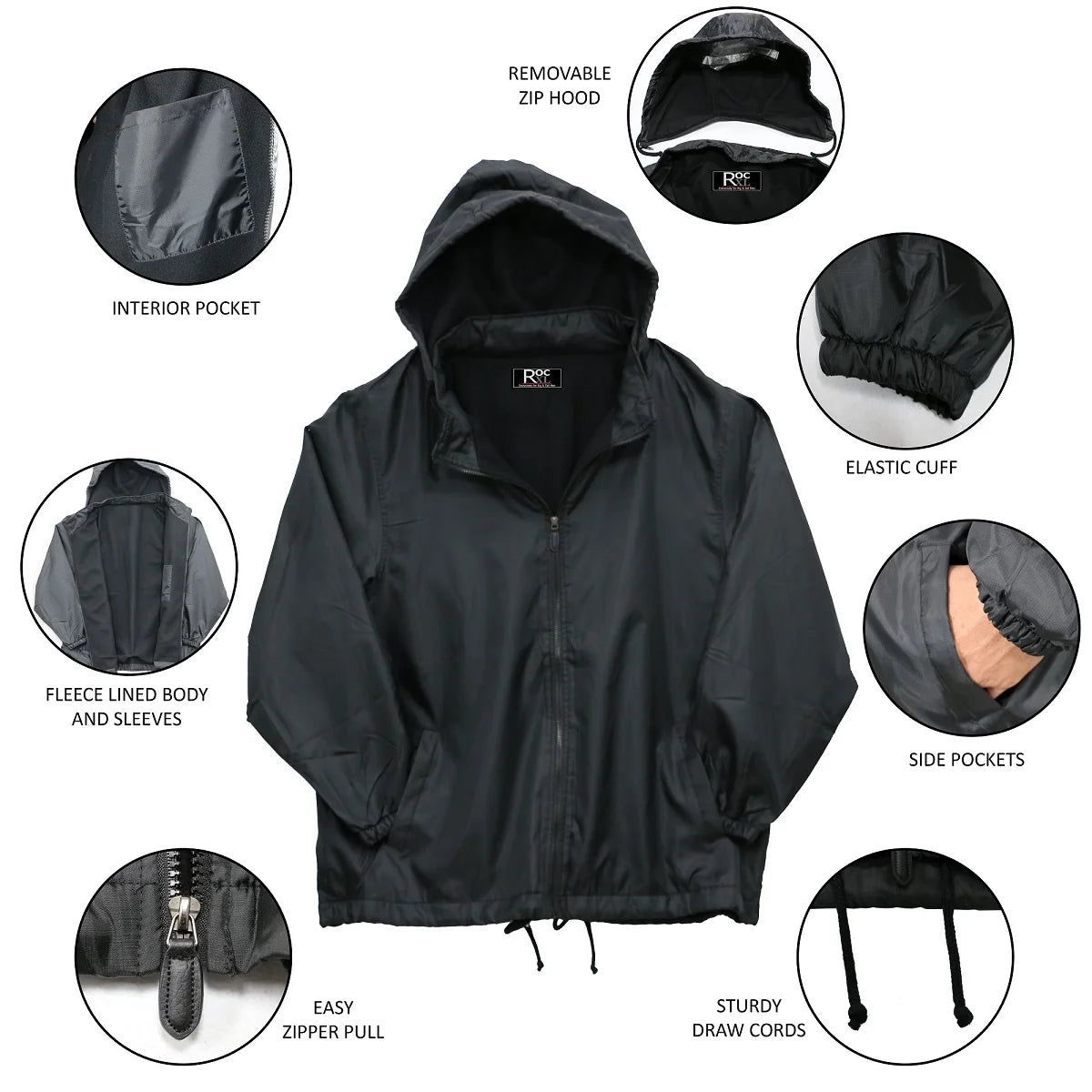 Nylon Hooded Zip Jacket Fleece Lining U437