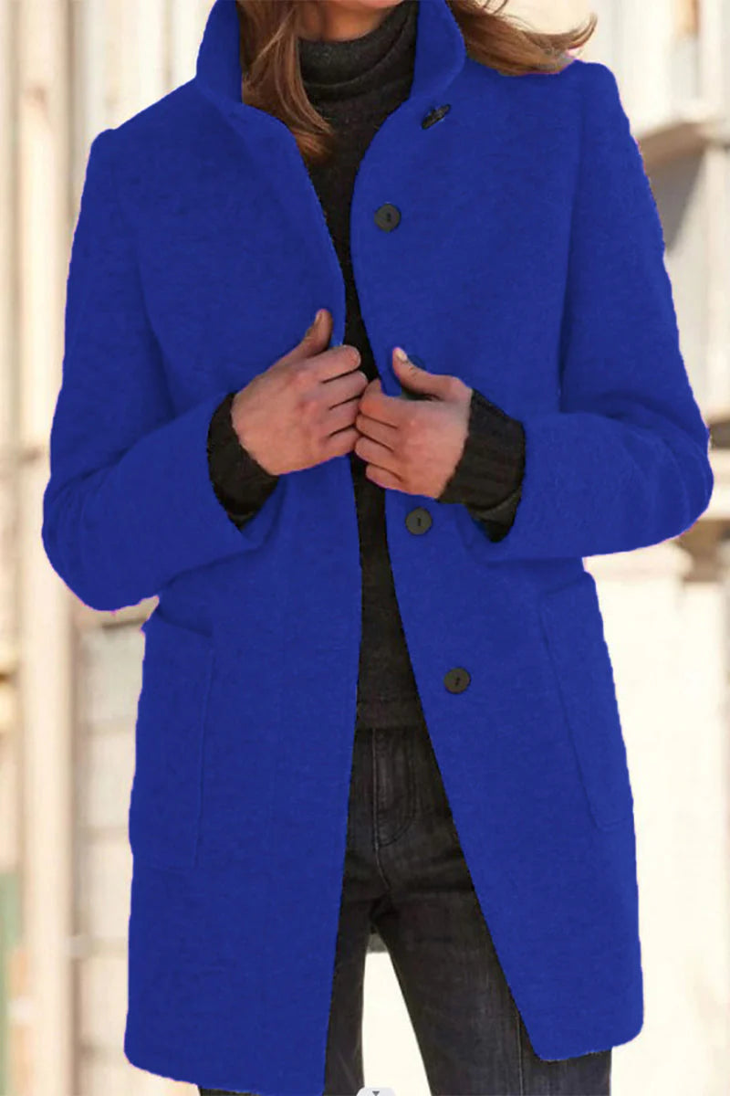 Solid Color Mandarin Collar Outerwear G961442