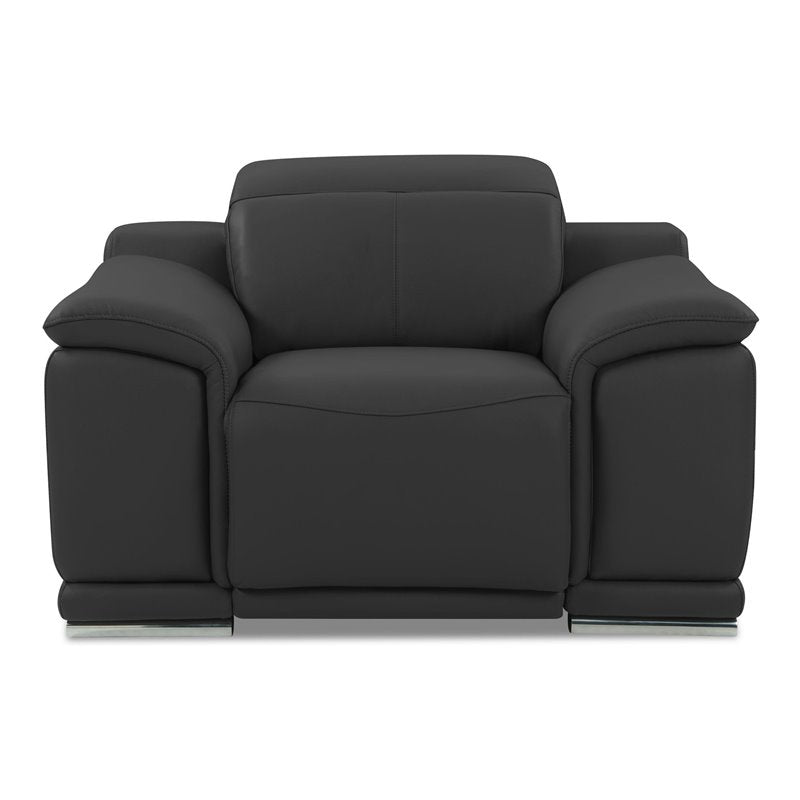 Genuine Italian Leather Power Reclining Chair in Dark Gray Q683577