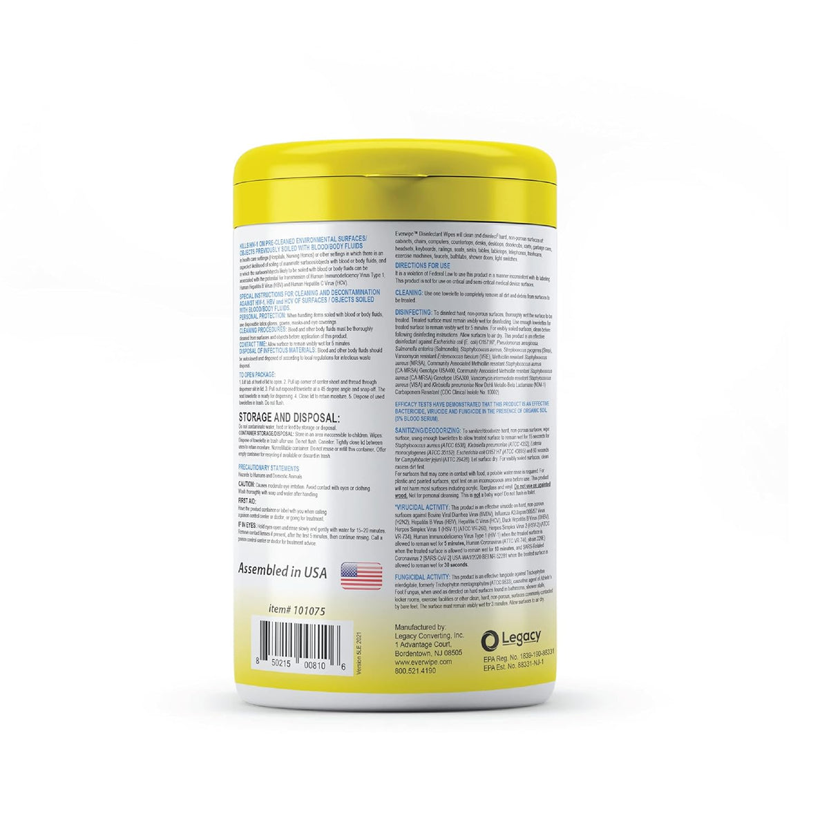 Fragrance-Free Disinfectant Wet Wipes, 75 Count Canister, 6-Pack Pack of 2 I8518