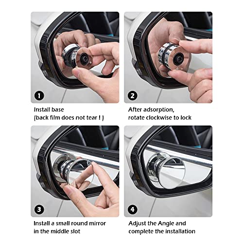 2 Pack Car Blind Spot Mirror with 9D Glass, 360° Adjustable (Black) P629113