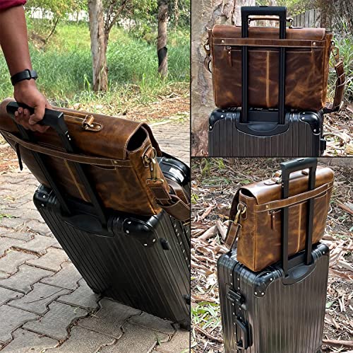 Full Grain Leather Laptop Messenger Bag V717536