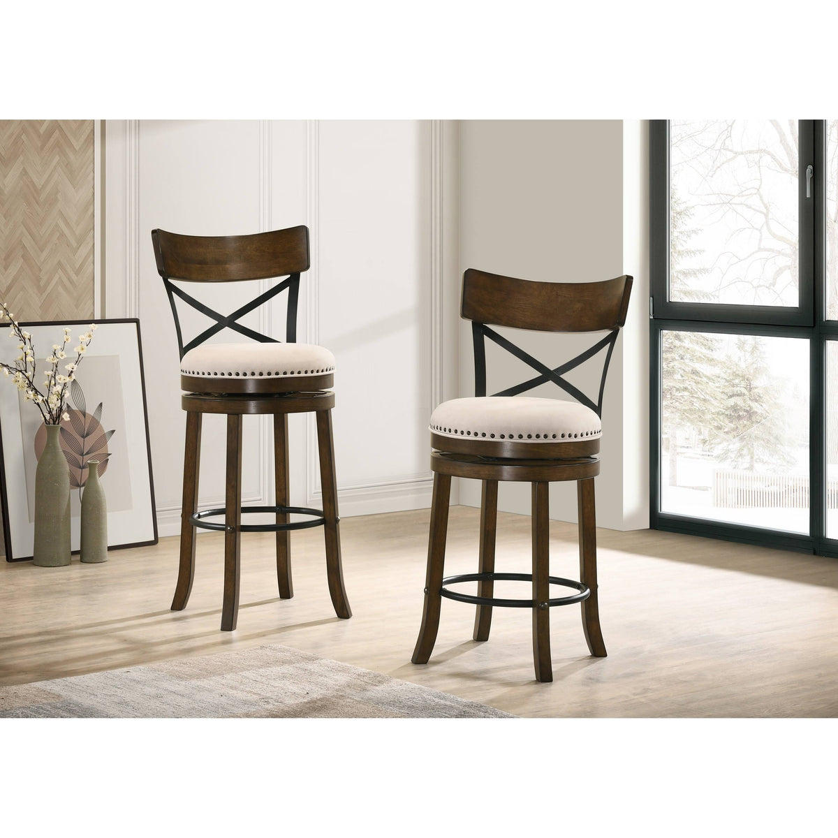 Light Grey Swivel Barstools Set of 2 N79631