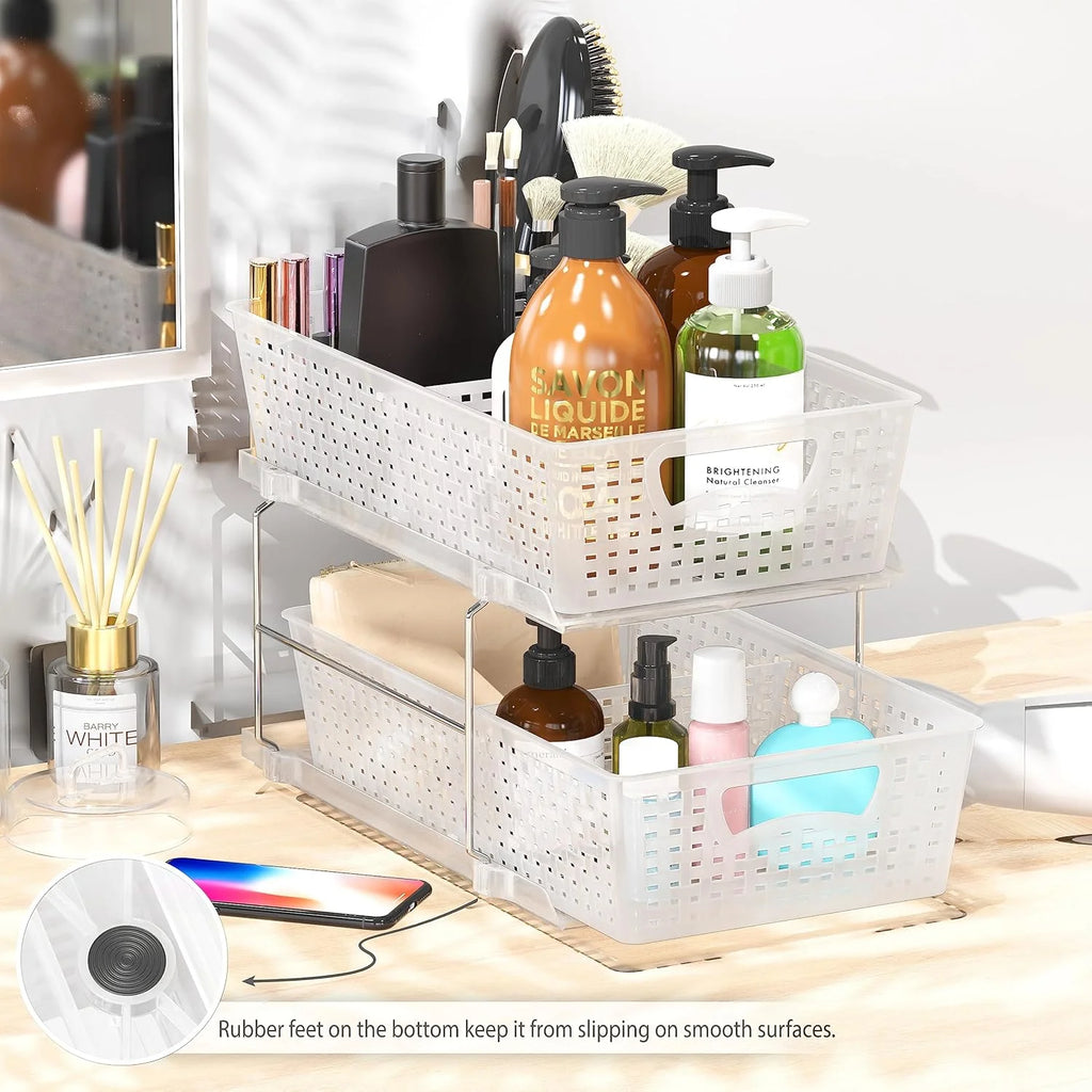 2 Tier Pull-Out Sliding Drawer Under-Sink Storage Organizer Tray F3594