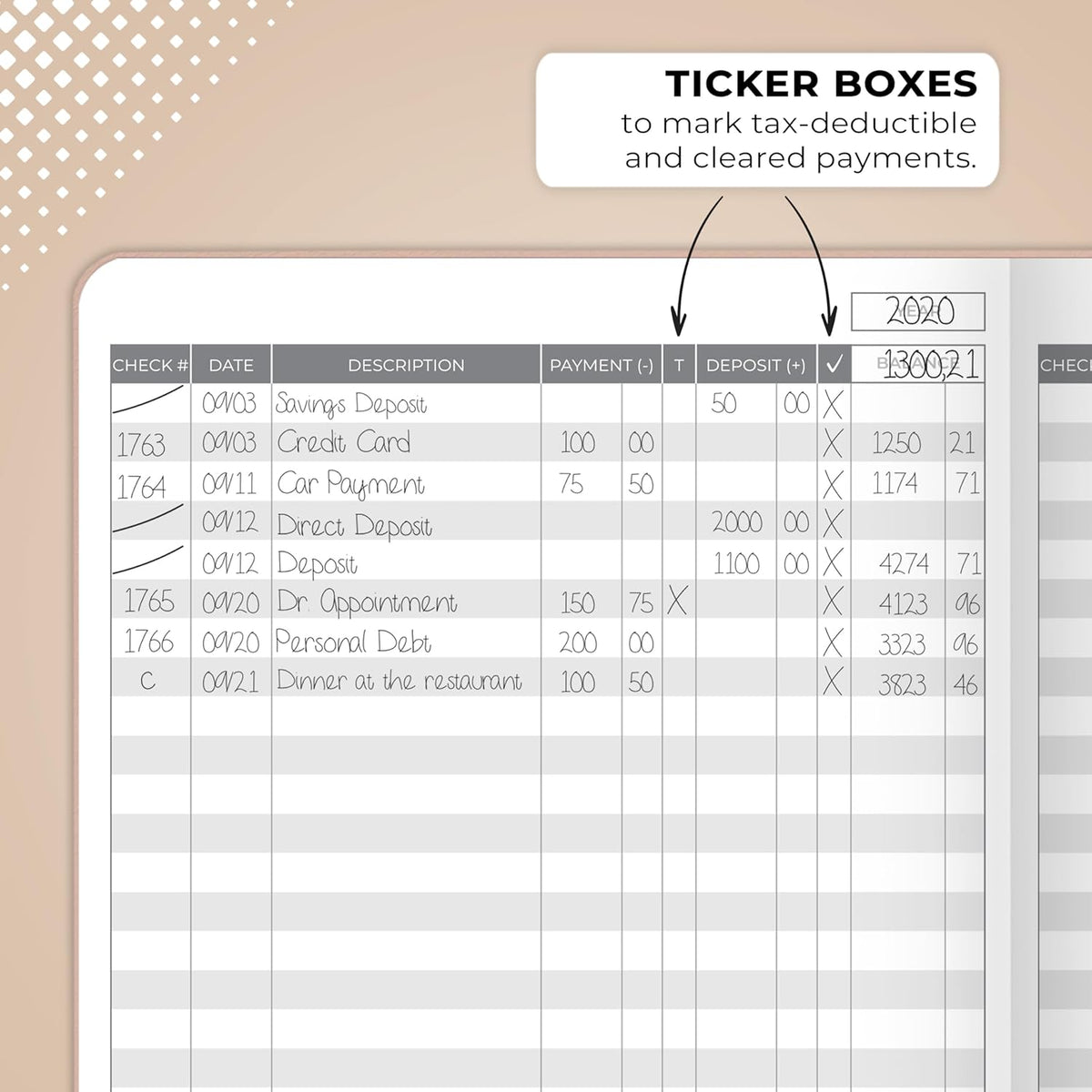 A5 Hardcover Check Register Book T8942