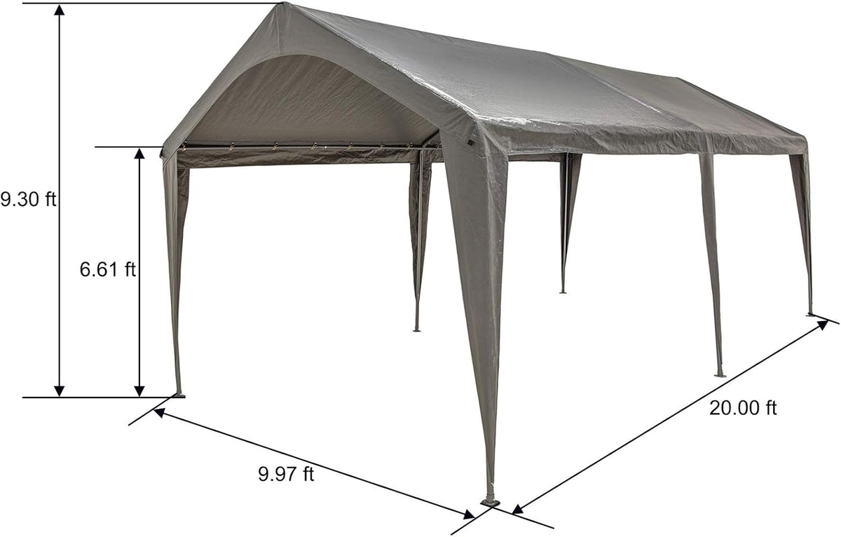 10x20 Ft Heavy Duty Portable Carport Canopy with 6 Legs W786103