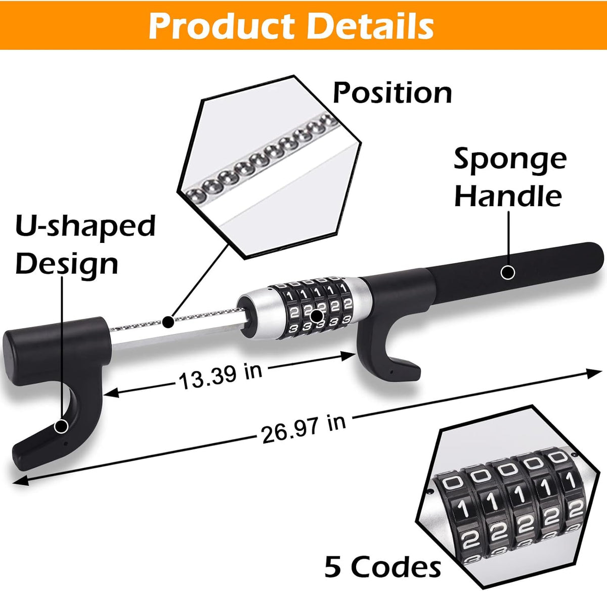 Password Heavy Duty Steering Wheel Lock B8622