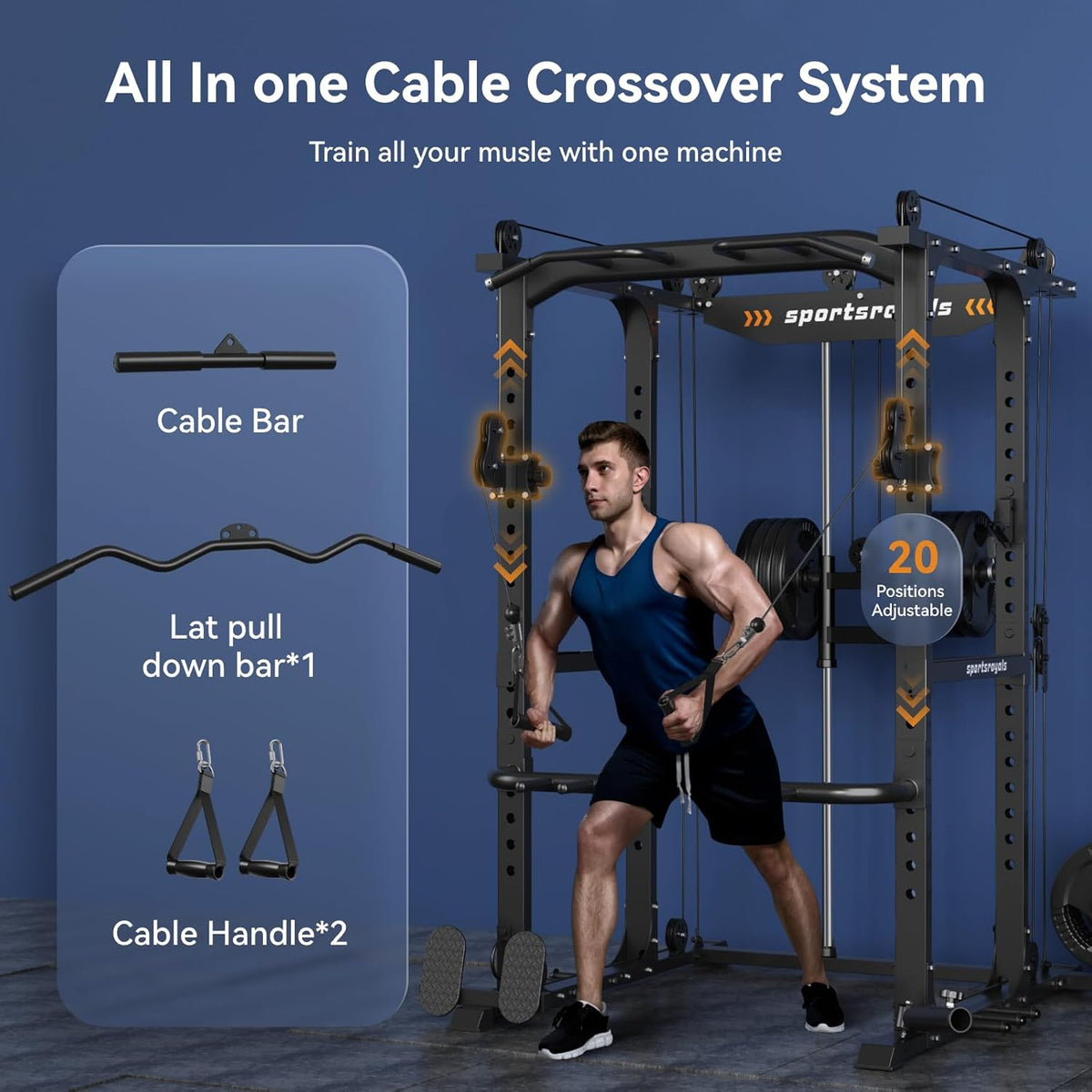Power Cage with Adjustable Cable Crossover System W4506