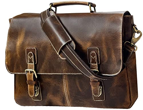Full Grain Leather Laptop Messenger Bag V717536