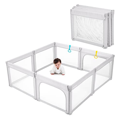 Baby Playpen Foldable 79x59 Light Grey H365474