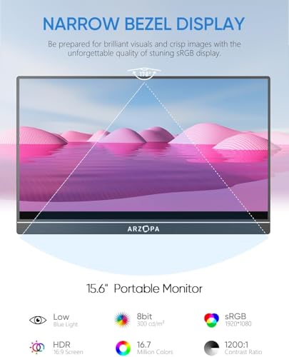 15.6'' FHD 1080P IPS Portable Monitor with USB C & HDMI J80682