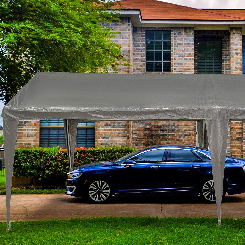 10x20 Ft Heavy Duty Portable Carport Canopy with 6 Legs W786103