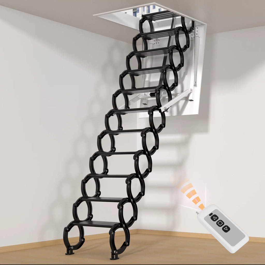 11 Steps Electric Aluminum Folding Ceiling Ladder with Remote Z7701
