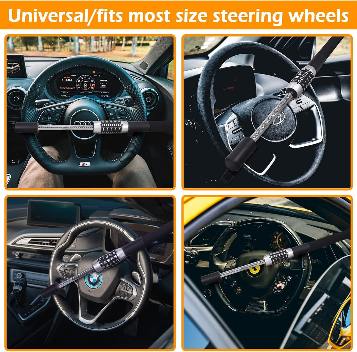 Password Heavy Duty Steering Wheel Lock B8622
