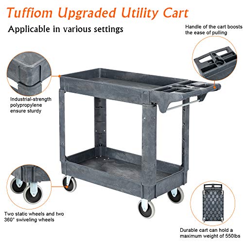 Plastic 3-Tier Utility Cart with Wheels, 550lbs Capacity K7105