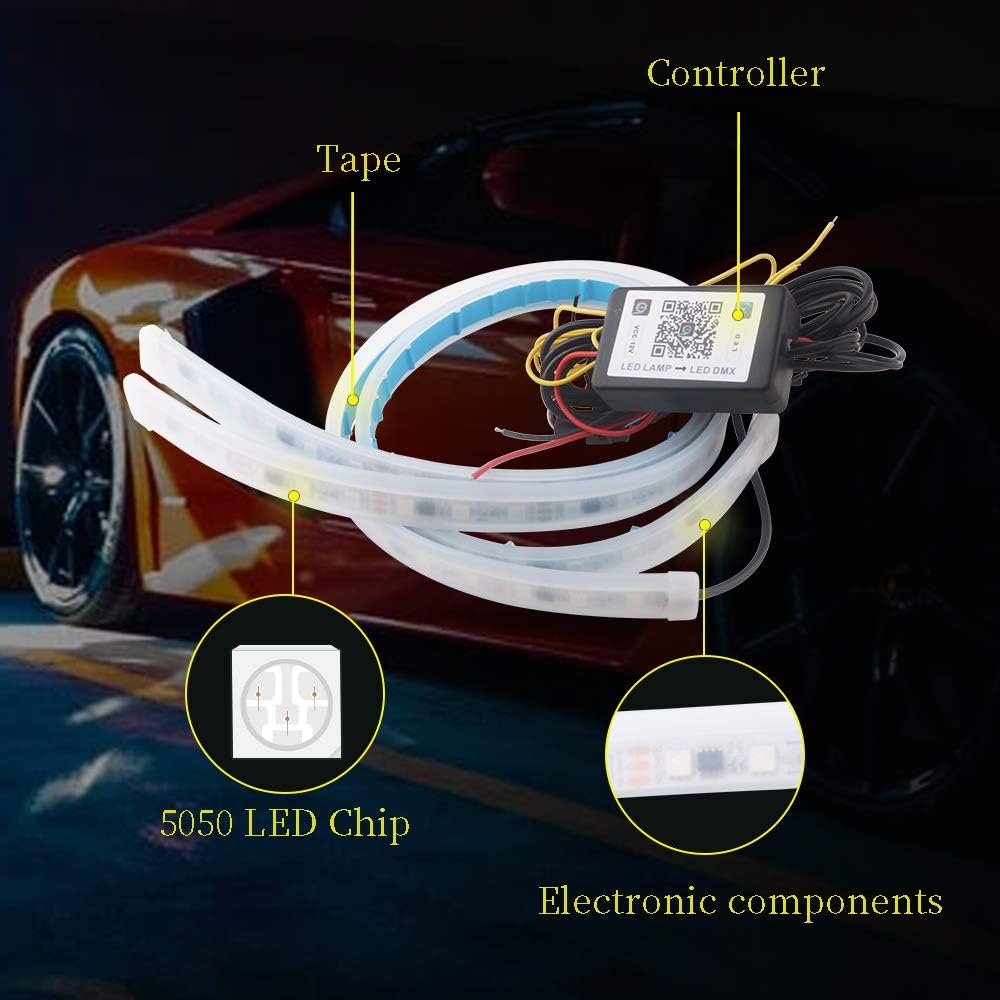 RGB Multi Color 60CM/24 Inch Waterproof LED Strip Lights 2Packs F332