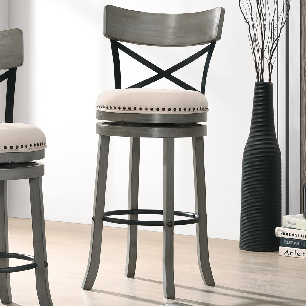 Light Grey Swivel Barstools Set of 2 N79631
