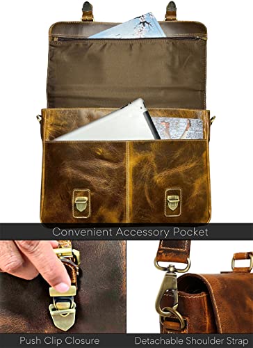 Full Grain Leather Laptop Messenger Bag V717536