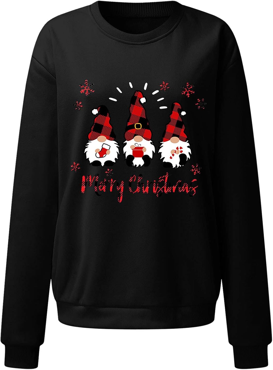 Black XL Plus Size Crewneck Christmas Sweatshirt A972