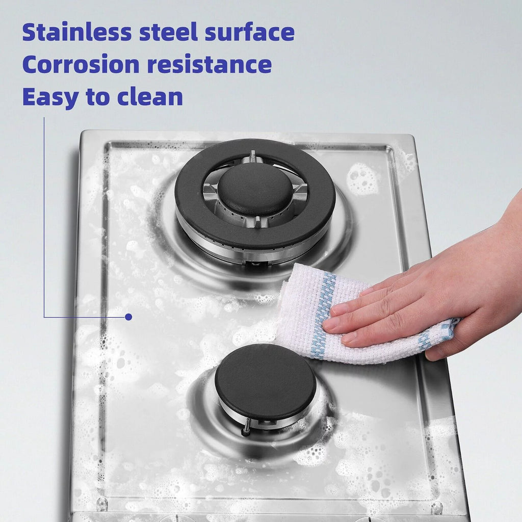 2-Burner 12inch Stainless Steel Gas Cooktop C18075