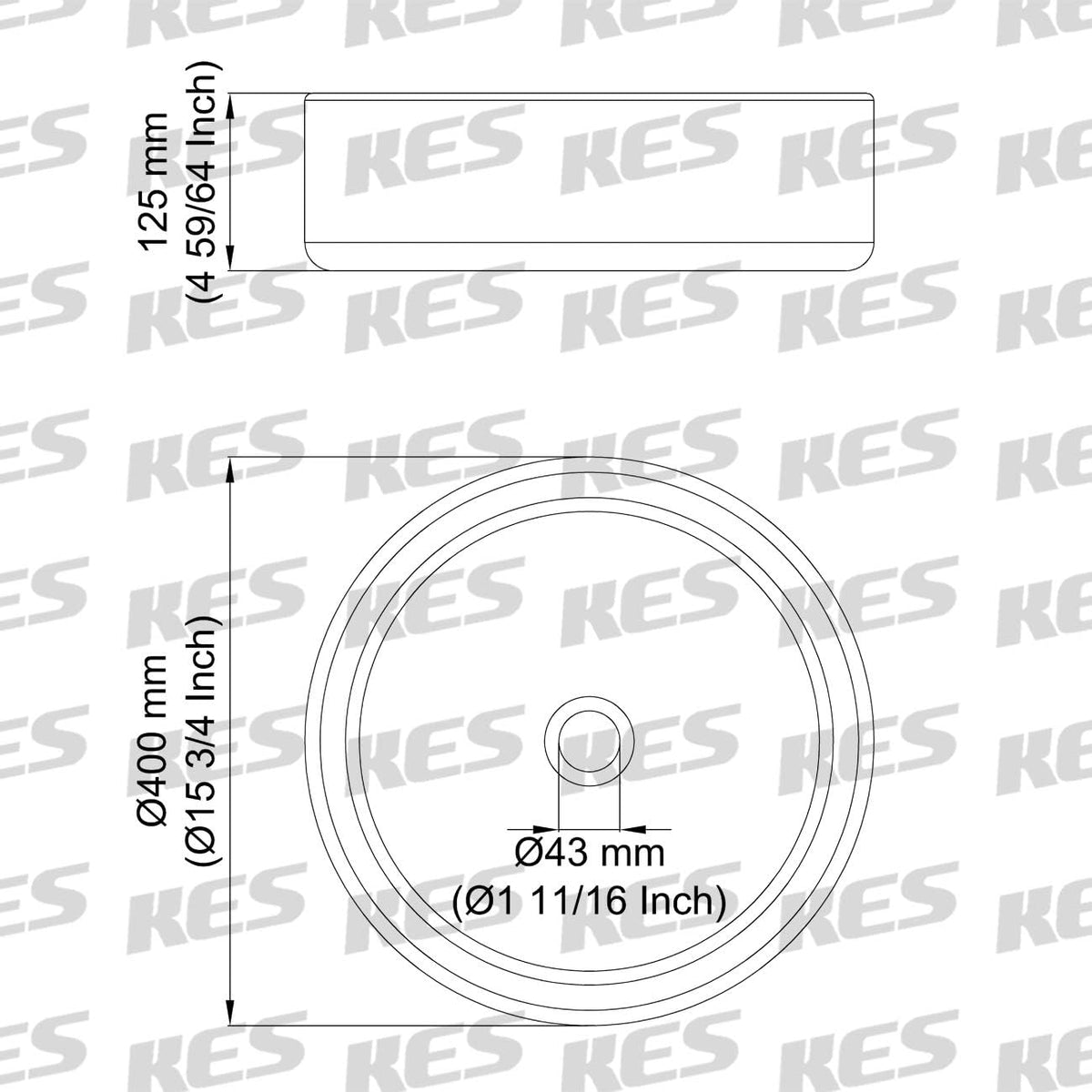 16 Inch Round White Ceramic Vessel Sink B9074