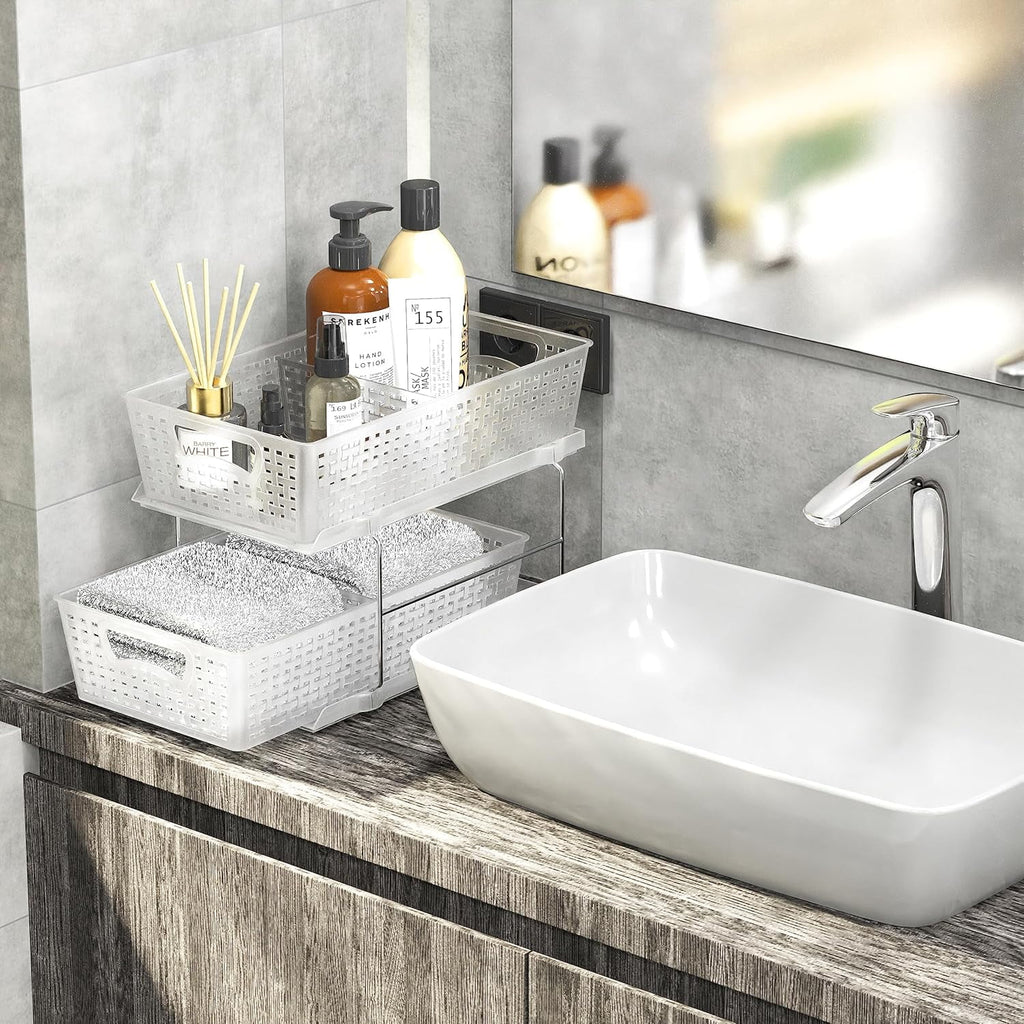 2 Tier Pull-Out Sliding Drawer Under-Sink Storage Organizer Tray F3594