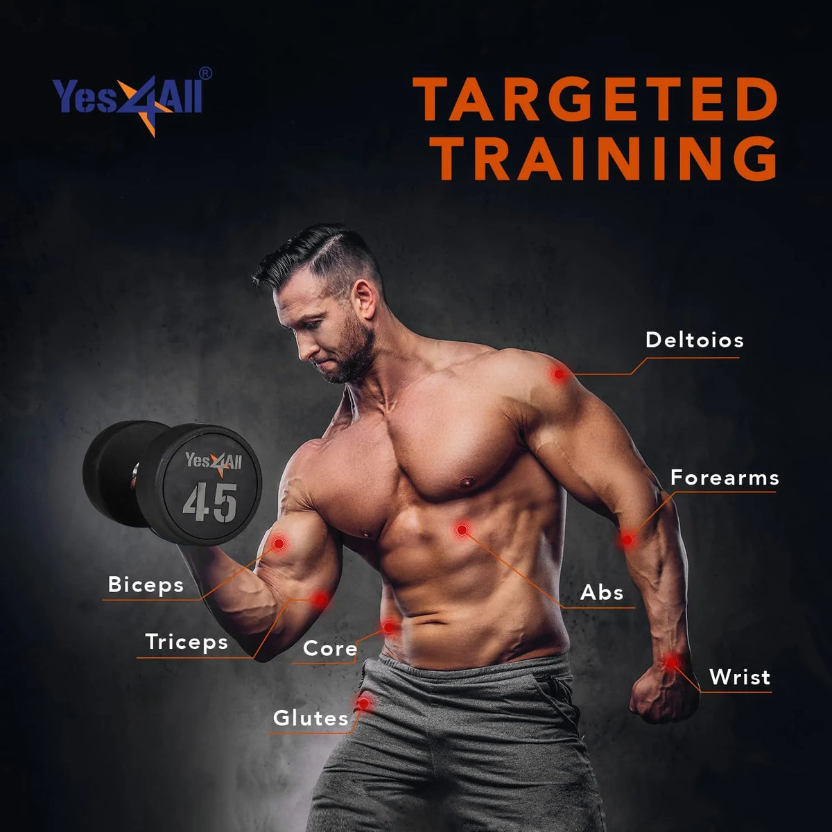 45 lbs Urethane Dumbbell, Single F8852