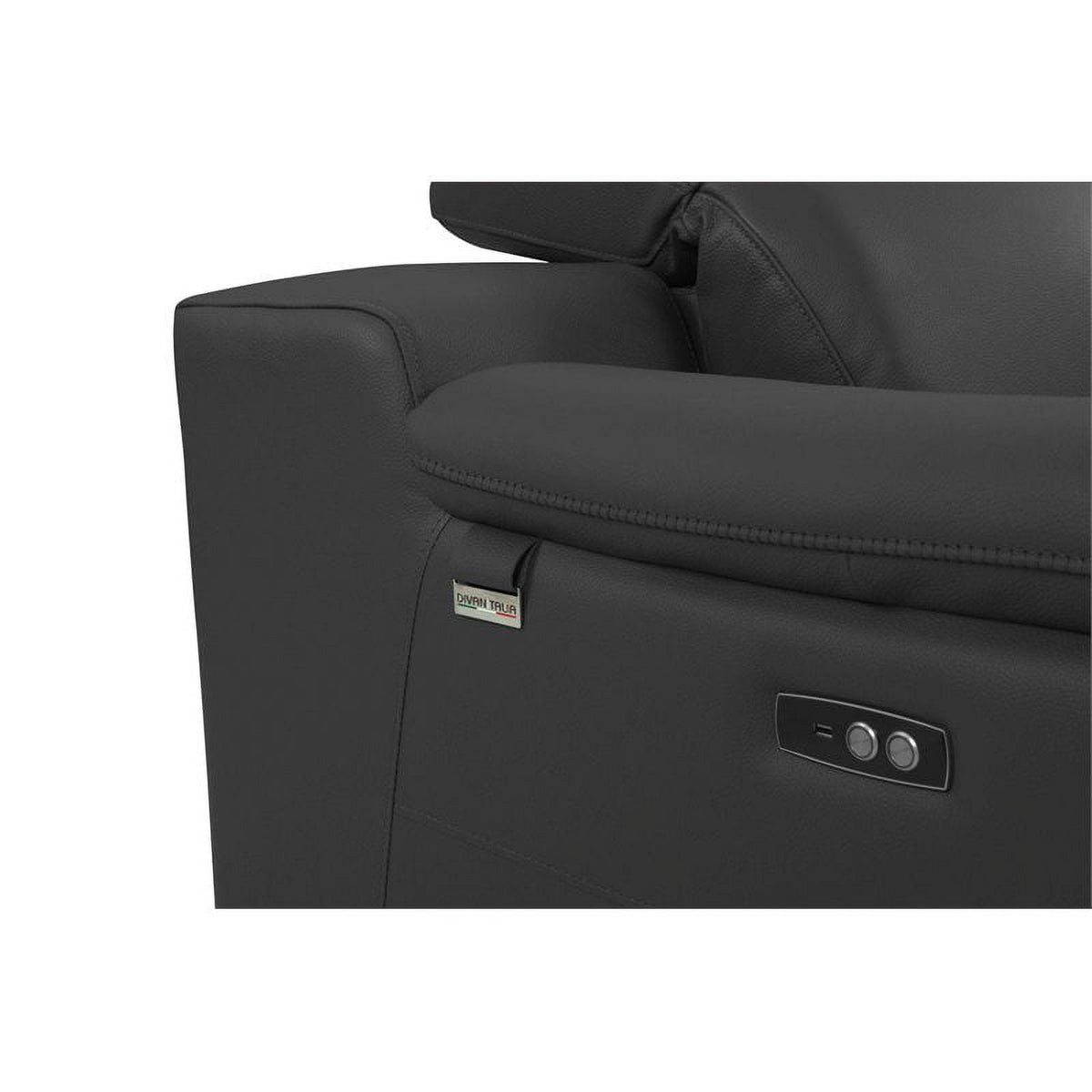 Genuine Italian Leather Power Reclining Chair in Dark Gray Q683577