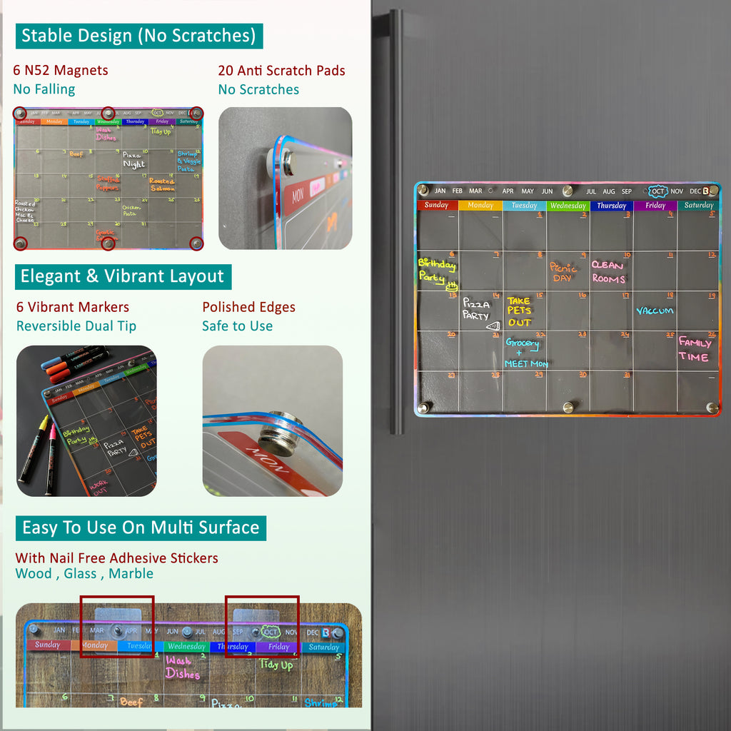 Acrylic Magnetic Fridge Calendar A772