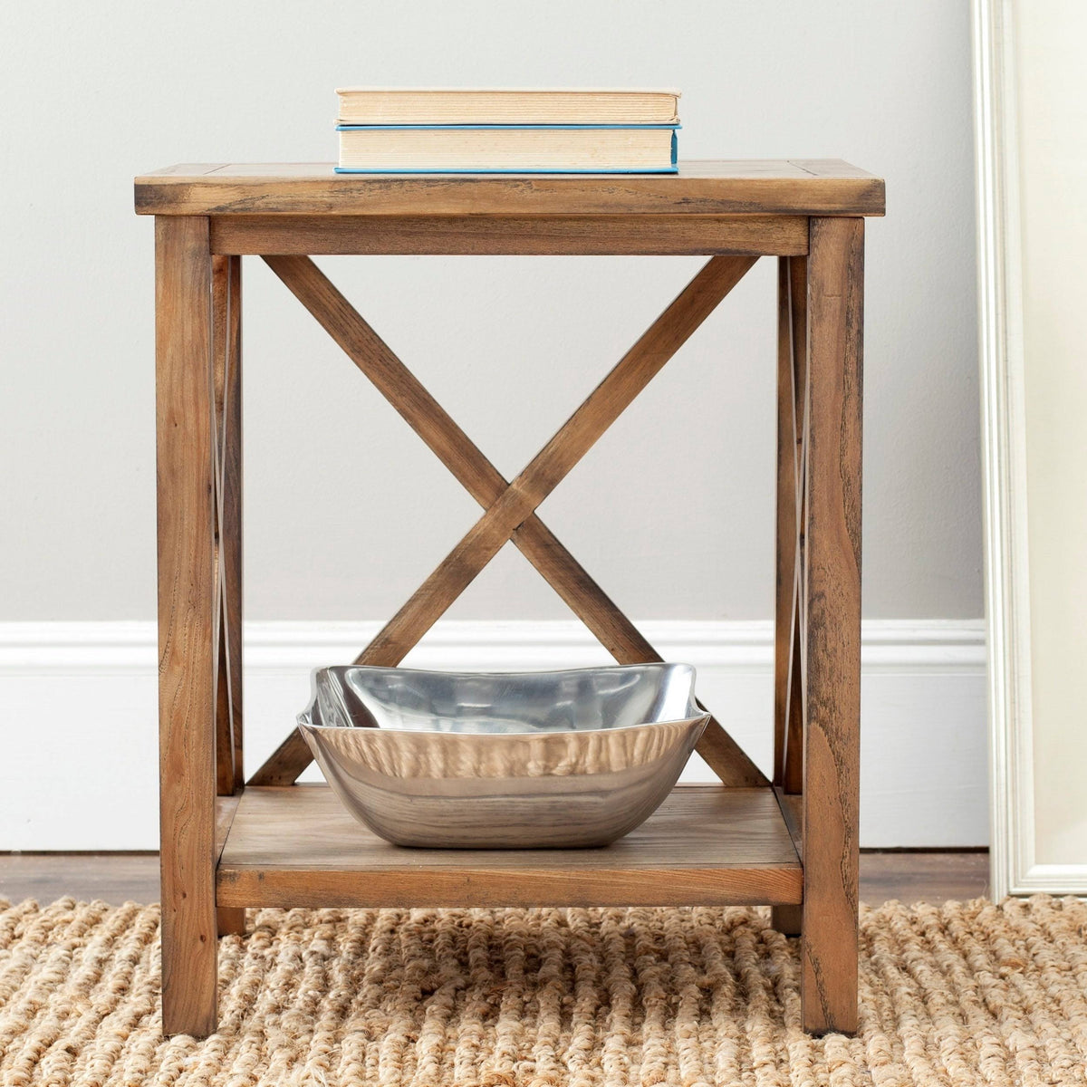 Oak Cross Back End Table P614