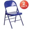 Cobalt Blue Metal Folding Chair V744375