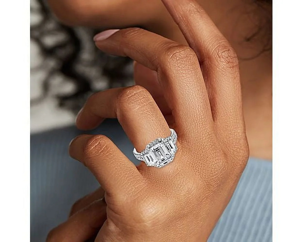 14K White Gold Three Stone Diamond Ring W153
