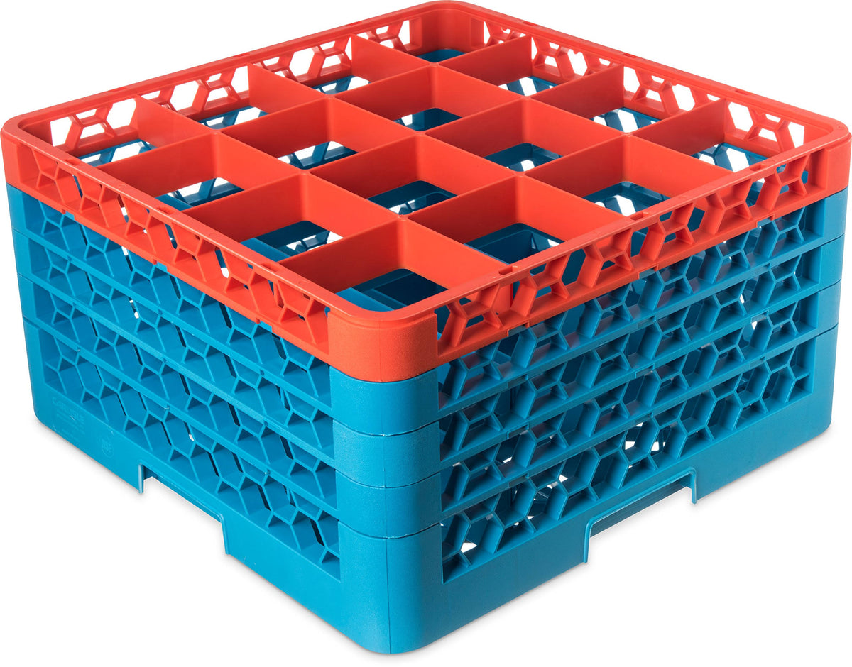 16 Compartment Orange Glass Rack with 4 Extenders F1485