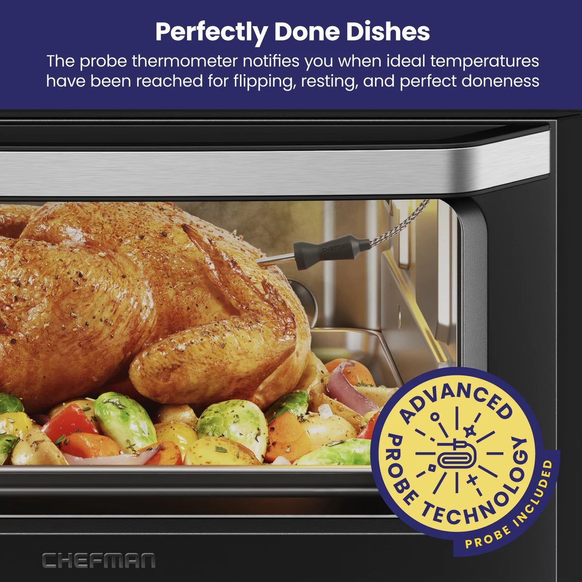12-in-1 Air Fryer Oven Combo with Probe Thermometer, 20 Qt, Black Stainless Steel U73254